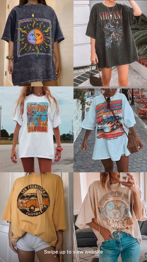 Cute Shirts For Summer, Oversized Tshirt Outfit Summer, Shirts For Summer, Oversize Tshirt Outfits, Outfits Juvenil, Very Aesthetic, Tee Shirt Outfit, Baggy Tee, Cute Comfy Outfits