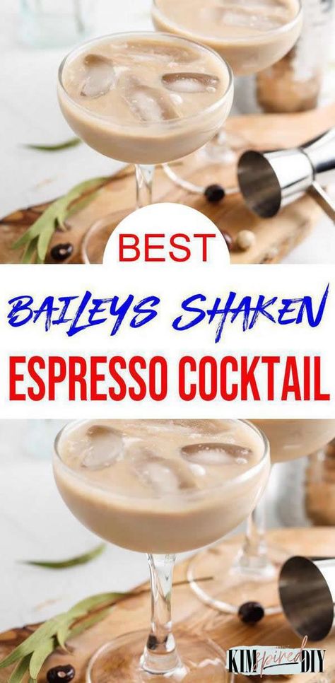 Insanely delicious Baileys Espresso cocktail. Easy 4 ingredient homemade Baileys alcohol drink recipe that is a crowd pleaser. Shaken espresso Baileys liquor drink idea for Spring, Summer, Winter or Fall cocktails. Make for Halloween drinks or Holiday drinks. Get ready to make the best shaken espresso Baileys alcohol drink today. For more Alcoholic Drink Recipes see KimspiredDIY S’mores Baileys Drinks, Easy Baileys Drinks, Espresso Liquor Drinks, Baileys Espresso Creme Drinks, Baileys Holiday Drinks, Baileys Recipes Drinks Cocktails, Baileys Drinks Cocktails, Baileys Alcohol, Dessert Drinks Alcohol