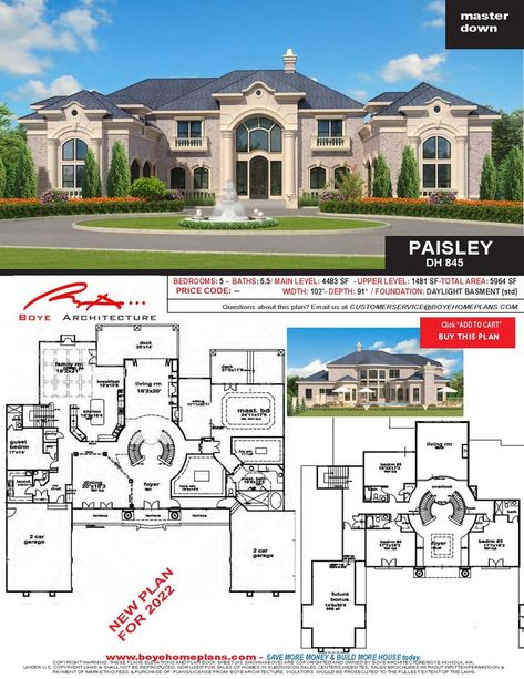 PAISLEY PLAN-DH 845 — Custom Home Design | House Plans | Boye Home Plans House Designs Blueprints, Grand House Plans, 10 Room House Plans, Luxurious House Layout, Big House Plans Luxury Home Design, American Mansion Floor Plan, House Plan Mansion, Modern Mansion House Plans, Luxury Home Layout