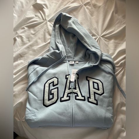 Gap Logo Nwt Xxl Blue And White Gap Zip Up, Vintage Hoodies 90s, Gap Hoodie, Gap Logo, Hoodie Aesthetic, Hoodie Xxl, Fits Clothes, Vintage Hoodies, Blue Hoodie