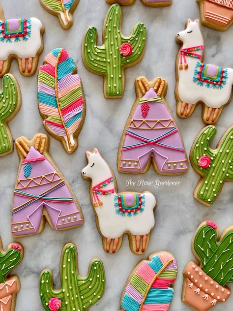 Boho Birthday Cookies, Lama Cookies, Royal Iced Cookies, Christmas Biscuits, Boho Birthday, Cookies For Kids, Fancy Cookies, Creative Cookies, Christmas Cookies Decorated