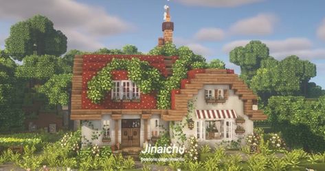 Mushroom Bakery 🍄🥧 Minecraft Map Minecraft Bakery, Minecraft Mushroom, Minecraft Village Ideas, Cherry Blossom House, Minecraft Pfp, Minecraft Shops, Minecraft Kingdom, Cottage Minecraft, Blossom House