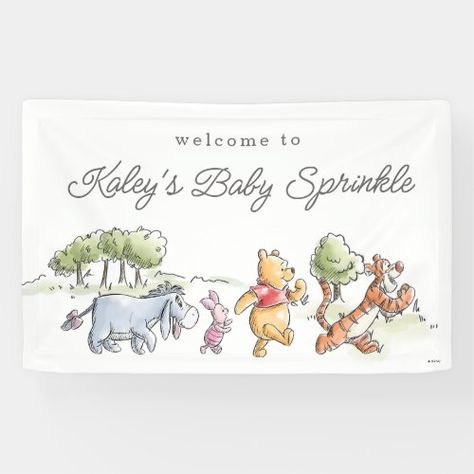 $38.60 | Watercolor Winnie the Pooh Picnic Baby Sprinkle | Baby Shower Banners | disney, baby shower, disney baby shower, winnie the pooh baby shower, winnie the pooh, watercolor, gender neutral, sip and see, gender neutral baby shower, winnie the pooh baby sprinkle Winnie The Pooh Picnic, Picnic First Birthday, Picnic Baby Showers, Unique Baby Shower Themes, Boys First Birthday Party Ideas, Pooh Birthday, Disney Baby Shower, Winnie The Pooh Birthday, Twin First Birthday