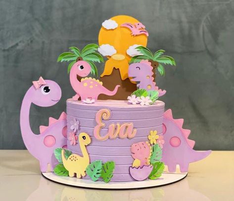 Dinosaur Cake Buttercream, Girl Dinosaur Birthday Cake, Dinosaur Cake Girly, Dinasour Birthday, Dinosaur Birthday Theme, Girl Dinosaur Birthday, Dinosaur Cupcakes, Dino Cake, My Little Pony Birthday Party