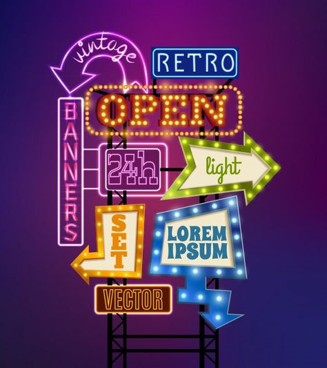 Glowing Background, Neon Words, Business Banner, Retro Sign, Neon Design, Booth Design, Exhibition Design, Neon Lighting, The Words