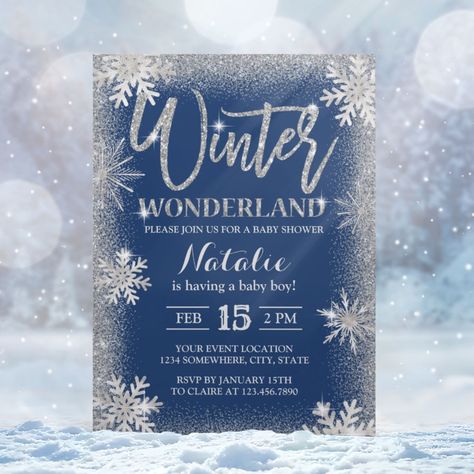 Winter Wonderland Baby Shower Boy, Winter Wonderland Baby Shower Invitation, Winter Wonderland Invitations, Winter Wonderland Birthday, Snowflake Baby Shower, Winter Wonderland Baby Shower, Having A Baby Boy, Winter Wonderland Party, Sweet 16 Invitations