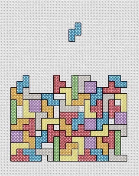 A Pattern for Everyone Who’s Played Too Much Tetris Stitch Games, Free Cross Stitch, Cross Stitching, Modern Cross Stitch, Embroidery Tutorials, Loom Beading, Needle And Thread, Plastic Canvas, Cross Stitch Designs