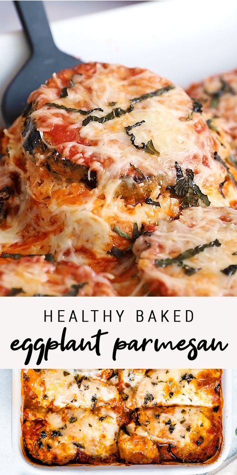 Baked Eggplant Parmesan, Eggplant Parmesan Baked, Healthy Baked, Baked Eggplant, Resep Diet, Eggplant Parmesan, Best Italian Recipes, Eggplant Recipes, Health Dinner Recipes