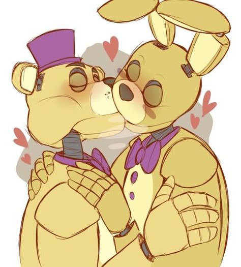 Spring Bonnie X Fredbear, Fredbear X Springbonnie, Fnaf Golden Freddy, Fnaf Ships, Spring Bonnie, Golden Family, Fnaf Freddy, Animatronic Fnaf, Fnaf Wallpapers