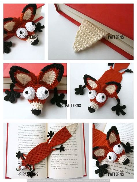 Clever Crochet: Creative Bookmark Patterns for the Literary Mind Free Crochet Animal Bookmark Patterns, Fox Bookmark Crochet, Crochet Fox Bookmark Free Pattern, Crochet Animal Bookmarks Free Pattern, Crochet Bookmarks Free Patterns Animals, Crochet Fox Pattern Free Amigurumi, Bookmark Crochet Pattern Free, Crochet Frog Bookmark, Crochet Bookmark Free Pattern