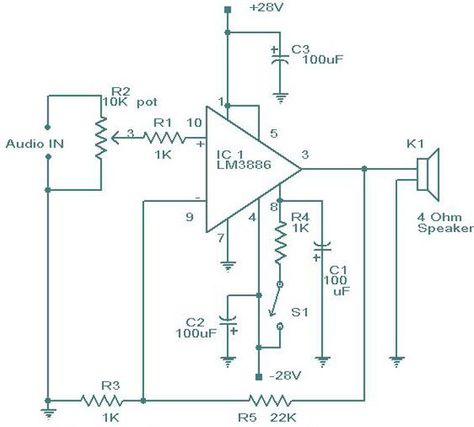 LM3886 Amplifier Circuit Lm3886 Amplifier, Iot Design, Amplificatori Audio, Cheap Speakers, Electronics Diy, Audio Spectrum, Function Generator, Stereo Amp, Circuit Board Design