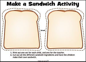 Sandwich Printable, Panca Indra, Make A Sandwich, Food Activities, Library Activities, How To Make Sandwich, English Activities, Free Preschool, Indoor Activities For Kids