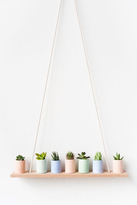 Diy Shelves Easy, Mini Planters, Diy Para A Casa, Kaktus Dan Sukulen, Deco Pastel, Tanaman Pot, Diy Regal, Diy Plaster, Hemma Diy