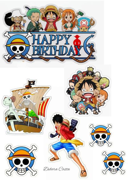 One Piece Topper Printable, One Piece Cake Topper Printable, One Piece Cake Topper, Bolo One Piece, Happy Birthday Luffy, Minnie Mouse Cupcake Toppers, Baby Boy Cake Topper, One Piece Birthdays, 2022 Image