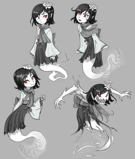 Ghost Girl Character Design, Ghost Oc Girl, Ghost Girl Drawing, Yokai Character Design, Ghost Girl Art, Ghost Character Art, Creepy Character Design, Yokai Oc, Monster Girl Art