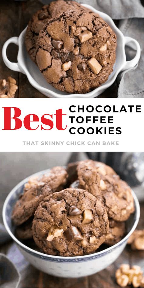 Chocolate Chunk Toffee Cookies, Chocolate Heath Cookies, Chewy Brownie Cookies, Chocolate Toffee Cookies, Chocolate Dough, Oatmeal No Bake Cookies, Chicke Recipes, Platter Ideas, Blueberry Cookies