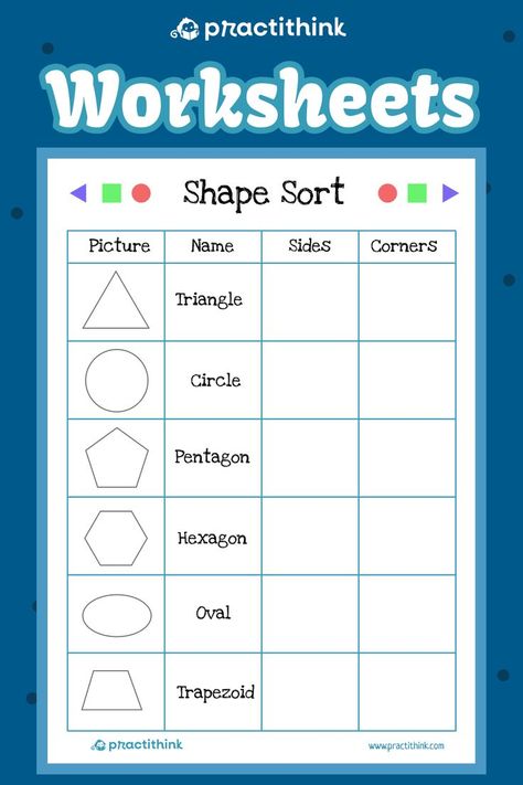 Welcome to our fun Shape Sorting Worksheets. This set of vibrant printables is for 7-10 years-olds to learn two-dimensional shapes enjoyably. These worksheets will help students identify various figures and count their sides and corners. Shape Sorting Activities, Shape Worksheets For Preschool, Two Dimensional Shapes, Shape Sort, Us School, Shapes Worksheets, 2nd Grade Worksheets, Shapes Activities, Preschool Art Activities