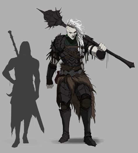 BanishedPotato on Twitter: "Fullbod of Albino Orc lass. 💪… " Conquest Paladin Dnd, Shadar Kai Barbarian, Shadar Kai Paladin, Warlord Character Design, D&d Barbarian, Shadar Kai Dnd, Dnd Shadar Kai, Shadar Kai Character Design, Paladin Barbarian