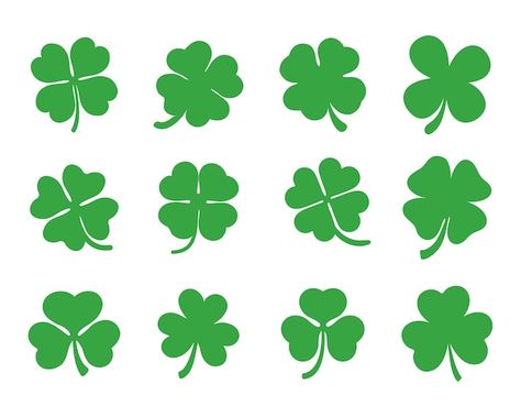 Four pointed and three pointed clover gr... | Premium Vector #Freepik #vector #shamrock #clover #patrick #luck St Patricks Day Pictures, Clover Logo, Greeting Poster, Leprechaun Hat, Irish Clover, Seamless Wallpaper, Leprechaun Hats, St Patrick's Day Decorations, Green Backdrops