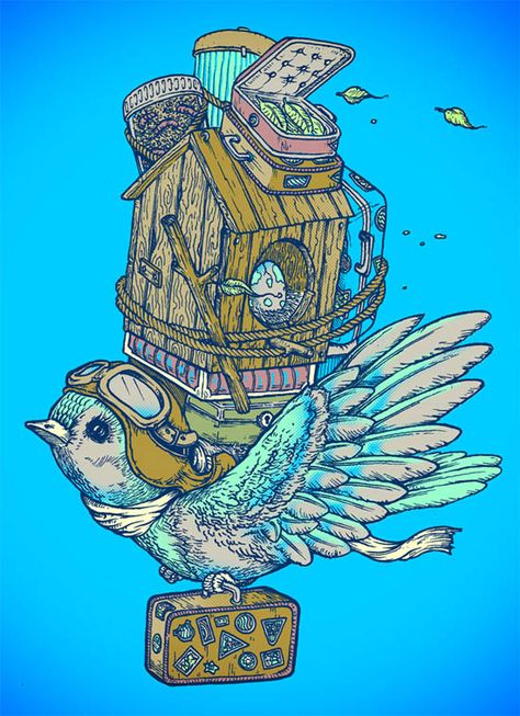 Safe travels Alex Solis, Bird Migration, Building Art, Holiday Illustrations, Whimsical Art, Bird Art, Beautiful Birds, Animal Drawings, Art Works