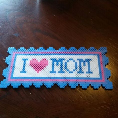 I love mom perler beads by Noreen Campagna Mothers Day Perler Bead Patterns, Mothers Day Perler Beads, Pearled Bead, Perler Designs, Easy Perler Bead Patterns, Perler Ideas, Perler Crafts, Halloween Beads, Melty Beads