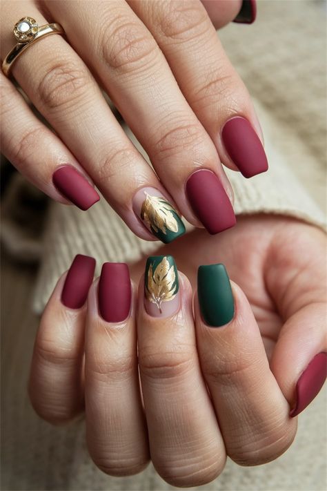 Embrace the beauty of the season with these chic square tips that embody the essence of fall nail ideas. The deep burgundy base paired with shimmering gold accents brings a touch of elegance to your look. Perfect for both casual outings and festive gatherings, these nails are sure to turn heads. Explore this stunning nail art that captures the warmth of autumn leaves and the sophistication of square shapes. Fall Nail Ideas, Sweater Nails, Deep Burgundy, Fall Nail, Fall Nail Designs, Fall Looks, Gold Accents, Nail Ideas, Autumn Leaves