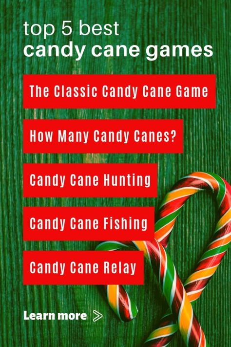 These are the Top 5 Best Candy Cane Games for Christmas!  Playing any of these 5 candy cane games is the perfect way to entertain your kids or other friends and family this holiday season.  #christmas #christmasgames #christmasgamesforkids #christmasgamesforadults #holiday #candycanes Candy Cane Games, Candy Cane Fishing, Games For Christmas, Candy Cane Game, Christmas Party Ideas For Teens, Candy Cane Reindeer, Christmas Games For Adults, Christian Camp, Candy Cane Decorations