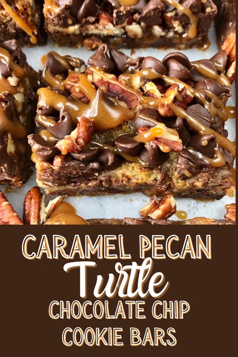 Turtle Cookie Bars, Turtle Recipe, Pecan Turtles, Chocolate Store, Pecan Desserts, Turtle Cookies, Pecan Bars, Chocolate Turtles, Dessert Bar Recipe