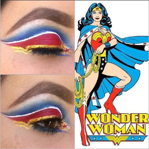 Wonder Woman Makeup Halloween, Halloween Sushi, Halloween Women Makeup, Wonder Woman Nails, Wonder Woman Makeup, Makeup Pinterest, Hallowen Party, Woman Makeup, Dance Makeup