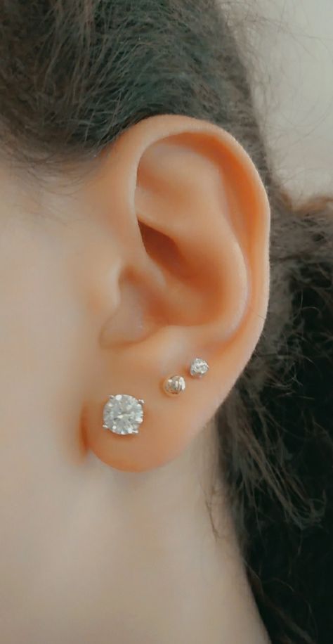 Triple Lobe Piercing Studs, Triple Lobe, Triple Lobe Piercing, Second Piercing, 11th Doctor, Lobe Piercing, Ear Jewelry, Earings Piercings, Ear Piercings