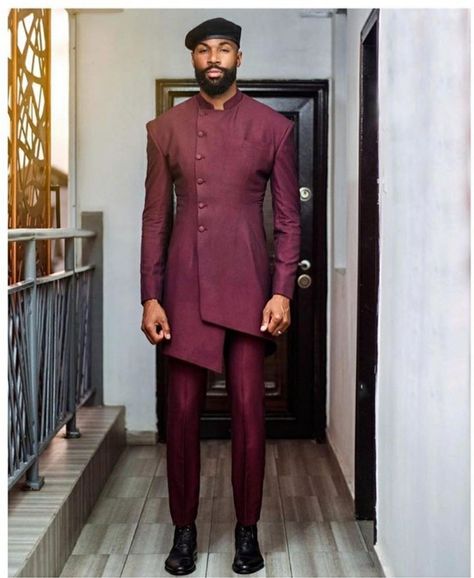 Men Traditional Wear Nigerian, Three Piece Suit Wedding, Groomsman Attire, Prom Dinner, Tailor Made Suits, Tuxedo Coat, Burgundy Suit, Mens Blazer Jacket, Tuxedo Wedding