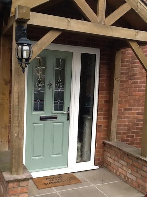 Side Panels for UPVC Doors, Composite Doors Light Green Front Door, Porch Door Uk, Front Door Upvc, Front Door With Side Panel, Green Composite Front Door, Green Upvc Front Door, Upvc Stable Door, Upvc Back Door, Exterior Shutter Colors