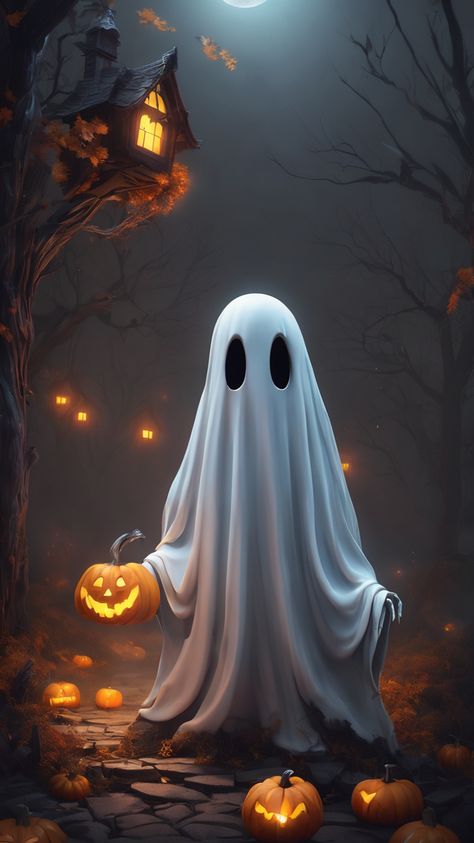 Pumpkin And Ghost Wallpaper, Spooky Ghost Pictures, Spooky Halloween Pictures, Halloween Wallpaper Backgrounds, Image Halloween, Halloween Wallpaper Cute, Halloween Photography, Halloween Graphics, Falafels