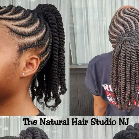 Jennifer Cherilus on Instagram: "Cornrow Ponytail with Two Strand Twist. NO added hair. #thenaturalhairstudionj #natural_jc #braidedhair #cornrowstyles #protectivestyles #noaddedhair #blackownedbusiness #naturalhair #naturalhairstyles #cornrowstyles #Cornrows #cornrowsandtwists #njbraider #haitianhairstylist #naturalhairsalonnj #blackhair #teamnatural #teamnaturalhair #booknow" Two Strand Twist Ponytail, Ponytail Natural Hair, Twisted Ponytail, Cornrow Ponytail, Cornrows Styles, Kid Hairstyles, Protective Hairstyles For Natural Hair, Twist Ponytail, Two Strand Twist