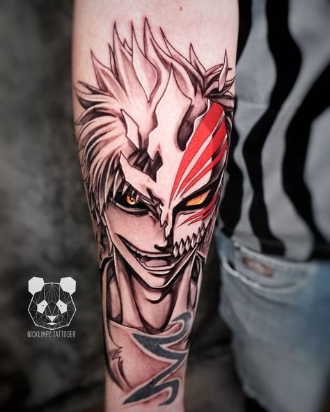 Complex Tattoos Design, Bleach Ichigo Tattoo, Anime Tattoos Bleach, Bleach Manga Tattoo, Ichigo Tattoo Ideas, Bleach Tattoo Design, Bankai Tattoo, Bleach Tattoo Anime, Bleach Anime Tattoo Ideas