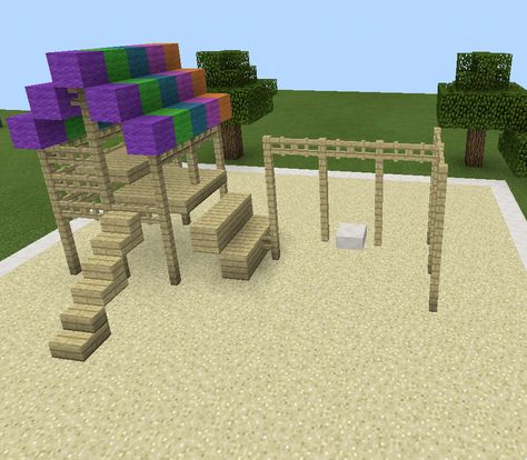 Minecraft Rainbow Playground Swing Set Wood Wood Minecraft, Villa Minecraft, Minecraft Theme, Minecraft Interior Design, Bangunan Minecraft, Minecraft House Plans, Minecraft Modern, Easy Minecraft Houses, Cool Minecraft Creations