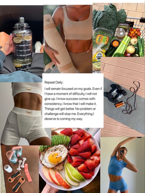 That girl. Fitness. Health. Lifestyle. Workout. Fruit. Weights. Body. Motivational. Fit. Fitness Vision Board, Healthy Sport, Wellness Journal, Healthy Lifestyle Motivation, Fitness Inspiration Body, Healthy Girl, Healthy Lifestyle Inspiration, Workout Aesthetic, Fitness Planner