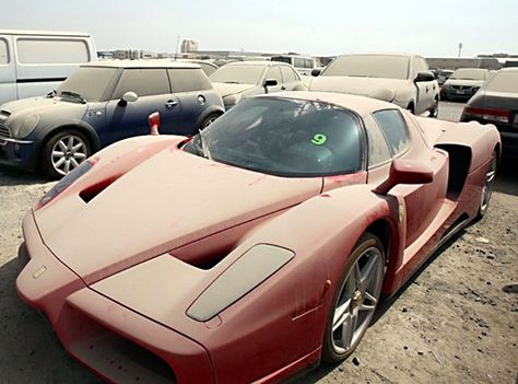 Abandoned Luxury Cars of Dubai Abandoned Cars In Dubai, Webinar Funnel, John Crestani, Dubai Airport, Ferrari Enzo, Ferrari 458 Italia, High End Cars, Youtube Money, Pt Cruiser