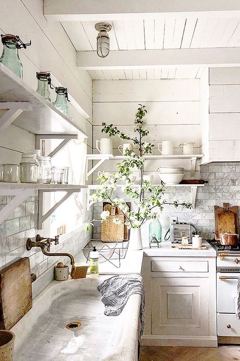 Farmhouse Kitchen by Dreamy Whites | Farmhouse Kitchen Decorating Ideas #farmhouse #farmhousekitchen #countrykitchen How To Decorate Farmhouse Style, Provence Kitchen, Farmhouse Kitchen Island, French Country Kitchens, Farmhouse Kitchen Cabinets, Farmhouse Kitchen Design, French Country Kitchen, Farmhouse Style Kitchen, French Farmhouse