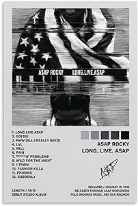 JINZE Asap Poster Rocky Long. Live. Asap Album Cover Poster Decorative Painting Canvas Wall Posters And Art Picture Print Modern Family Bedroom Decor Posters for Room Aesthetic 12x18inch(30x45cm) Long Live Asap Poster, Asap Rocky Album Cover Poster, Long Live Asap Album Cover, Asap Rocky Album Cover, Asap Album Cover, Asap Poster, Long Live Asap, Asap Rocky Poster, Album Cover Wall Decor