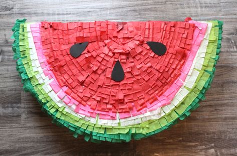 DIY Watermelon Piñata – Auburn Artisan Watermelon Piñata, Watermelon Pinata, Watermelon Birthday Parties, Crepe Paper Streamers, Watermelon Decor, Piñata Ideas, Diy Pinata, Watermelon Party, Watermelon Birthday