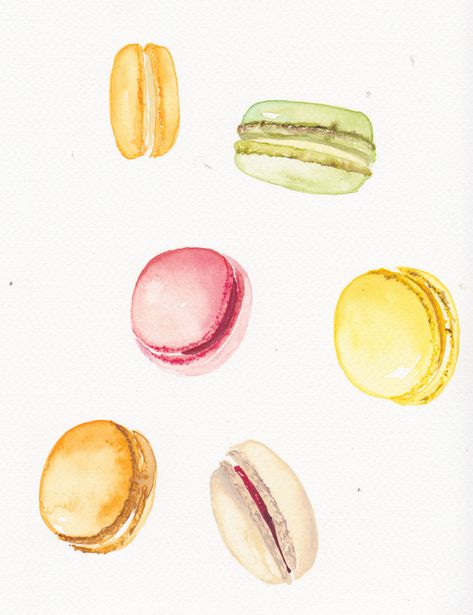 Macaroon drawings- Kate Harvey, Food Illustrations Macaroon Drawing, Watercolor Food Art, Planner Pictures, Ladies Painting, Dising Art, Pastel Logo, Macaron Art, Matching Tattoo Ideas, Drink Doodles