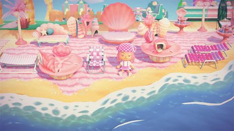 Fun Pink Island Design Ideas For Animal Crossing: New Horizons – FandomSpot Acnh Mermaid, Mermaid Island, Mermaid Ideas, Pink Island, Qr Codes Animal Crossing, Animal Crossing Villagers, Mermaid Beach, Pink Animals, New Animal Crossing