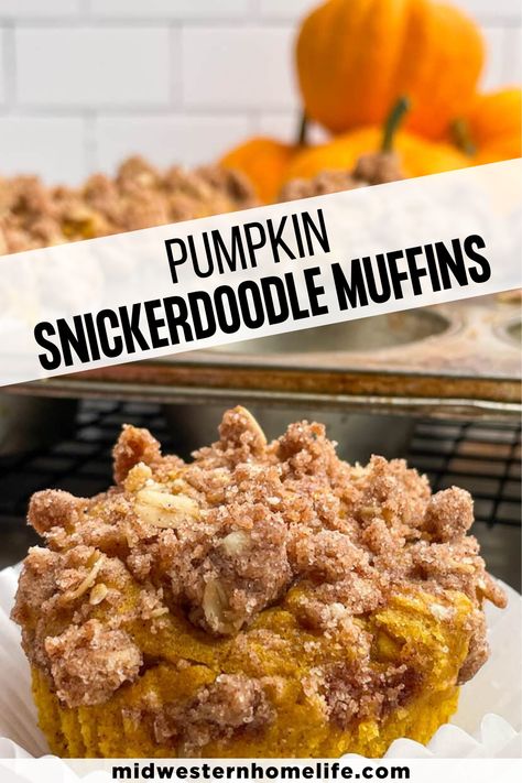 Pumpkin Snickerdoodle Muffins, Snickerdoodle Muffins, Snickerdoodle Cookies Easy, Pumpkin Streusel Muffins, Brunch Party Recipes, Fall Dessert Recipes Easy, Snickerdoodle Cookie, Yummy Fall Recipes, Pumpkin Pie Mix