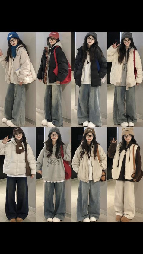 Winter Outfits Chinese, Douyin Street Fashion, Chinese Winter Fashion, Outfit Ideas Korean Style, Japan Outfit Winter, Japan Winter Fashion, Outfit Ideas Korean, Female Clothes Outfits, Jeans Online Store