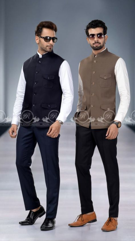 Shirt With Waist Coat Men, Men’s Koti, Pent Shirt Jacket For Men, Men Ethnic Wear India, Koti Design, Waist Coat Men, Indian Wedding Suits Men, Indian Wedding Clothes For Men, Waistcoat Designs