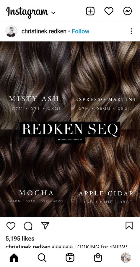 Mermaid Transformation, Haircuts Ideas For Women, Redken Hair Color, Redken Hair Products, Haircuts Ideas, Hair Toner, Hair Color Formulas, Chocolate Hair, Hair Color Chart