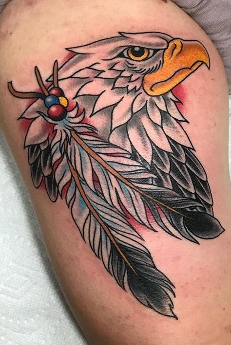 Traditional Feather Tattoo, Bandana Tattoo, Eagle Feather Tattoos, Coast Tattoo, Traditional Eagle, Zen Tattoo, Traditional Eagle Tattoo, Totem Tattoo, Eagle Feather