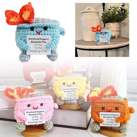 PRICES MAY VARY. 【Emotional Support Doll】: In the chaos of life, our crochet emotional support doll is a beacon of warmth and encouragement, and comes with a card with heartwarming words. 【Cute Crochet Doll】: Handmade with love, this adorable crochet trash can doll is the perfect gift for anyone who wants to add a touch of whimsy and humor to their desk decor. 【Handmade】: Our emotional support doll is hand-sewn, soft and comfortable, delicate to the touch, extremely elastic, and will not lose it Fire Crochet, Knitting Toy, Dumpster Fire, Adorable Crochet, Doll Crochet, Card Handmade, Crochet Knitting, Emotional Support, Crochet Doll