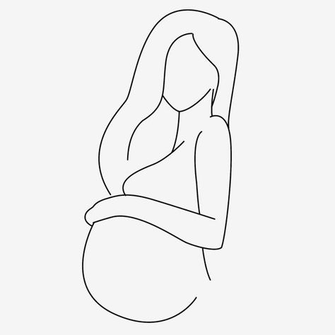 Drawing Pregnant Women, Pregnant Woman Drawing, Pregnancy Line Art, Pregnancy Illustration, Baby Tattoo Designs, Baby Gender Reveal Party Decorations, Pastel Baby Shower, Dibujo Simple, Mother Images